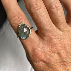 Labradorite and Diamond White Gold Cove Ring by Misa Jewelry